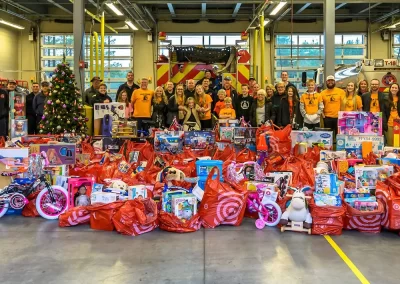 hundreds of toys purchased for donation via the Chris Groom Memorial Fund
